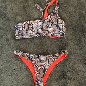 Snake skinned one strap bikini
